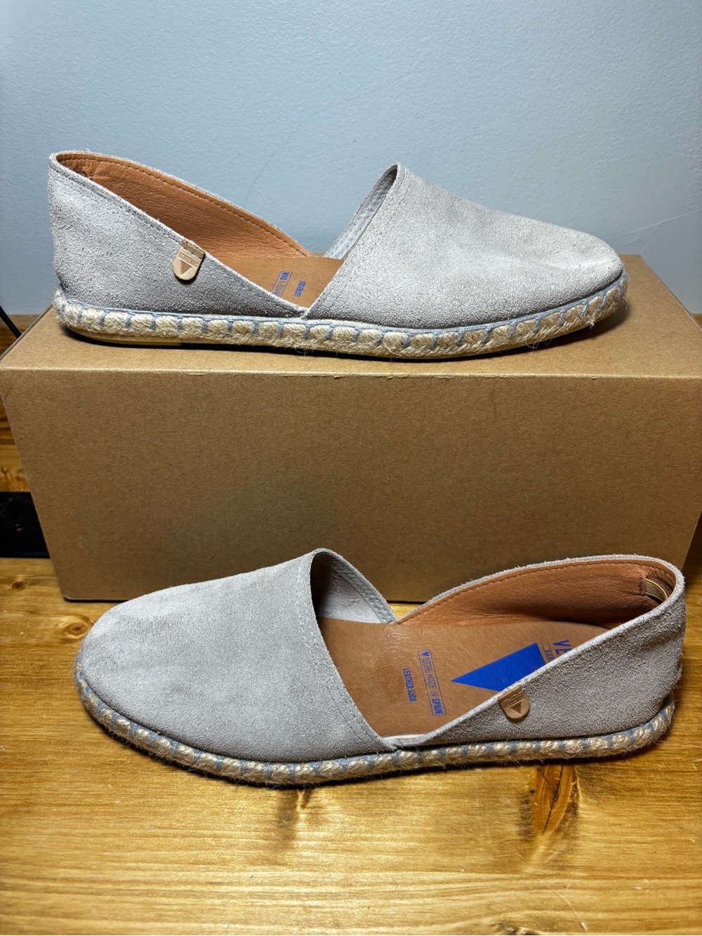 Verbenas Womens Carmen Espadrille Size 39 Taupe Gray Suede Flat Shoe